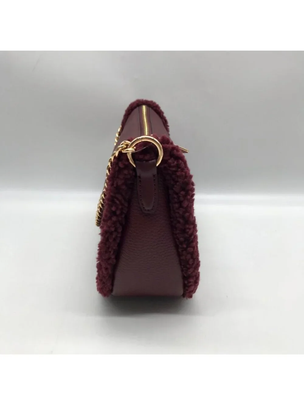 Michael Kors Oxblood Pebbled Leather Carmela Pouchette Crossbody Bag